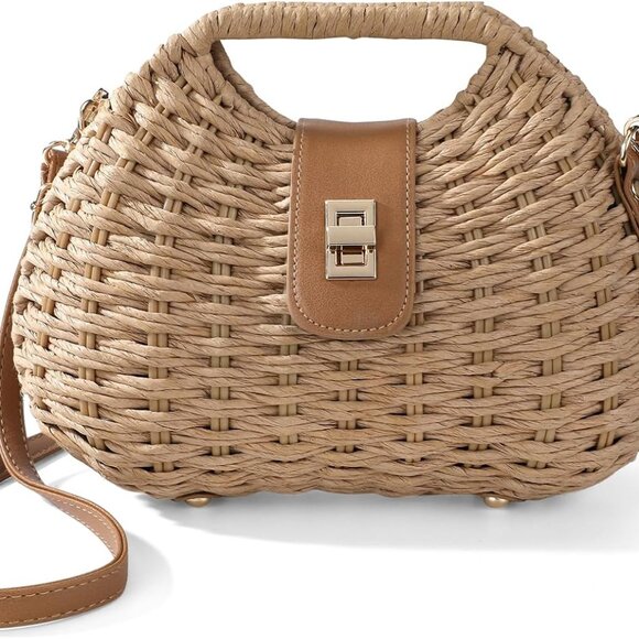 Clutch Purse Straw Crossbody Bag Women Summer Adjustable Strap Boho Handwoven - Picture 1 of 6